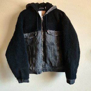 Levi's Premium Trucker Jacket Hooded Hybrid Sherpa